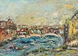 Sergio Scatizzi, Veduta dell'Arno, oil on cardboard