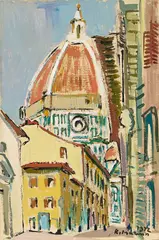 Via dei Servi, Firenze by Rodolfo Marma, 1972, oil on compensato, offered Nov 2025