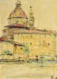 Enzo Pregno, Il Cestello da Piazza del Carmine, oil on canvas