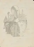 Giorgio de Chirico, Il Trovatore errante, 1971, pencil litografica on paper da riporto