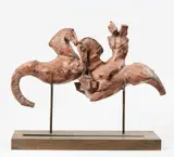 Claudio Nicoli, Cavalli con cavaliere, Scultura in terracotta patinata con sostegni in ottone