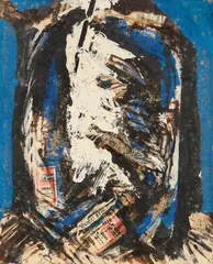 Breccia nel tempo by Vinicio Berti, 1958, acrylic and collage on cardboard, offered Nov 2025