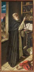 Gregorio Sciltian, Nascita dell'Occidente - San Benedetto, 1950, oil on canvas