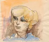 Mino Maccari, Volto femminile, watercolour and pastel on paper