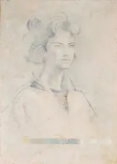 Carlo Guarienti, Ritratto di donna, 1989, mixed media on paper applicata on canvas