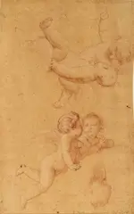 Giuseppe Bottani, Studio di putti, sanguigna on paper