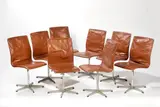Otto sedie Oxford per Fritz Hansen by Arne Jacobsen, Ognuna con etichetta: Made in Denmark /, offered Oct 2025