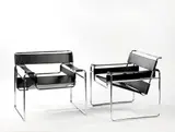 Marcel Breuer, Due sedie Wassily per Knoll, Tubolare in acciaio e cuoio