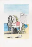 Giorgio de Chirico, Cavalli con gualdrappa rossa, 1976, lithograph a