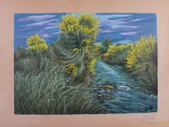 Franco Azzinari, Ginestre al vento, screenprint a colori on compensato