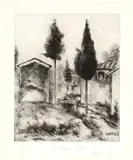 Ardengo Soffici, La casa del Berna, 1964, etching