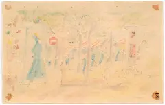 Moses Levy, In strada, mixed media on paper