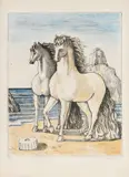 Giorgio de Chirico, Cavalli antichi, 1974, lithograph a