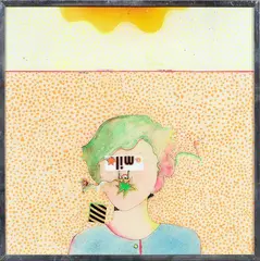 Signorina Rosina finiva nel golfo by Luca Alinari, 1971, collage and mixed media on card, offered Jul 2025