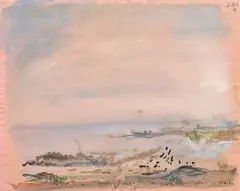 Tomaso Buzzi, Veduta del porto dei trulli a Santa Maria di Leuca, 1979, watercolour on paper