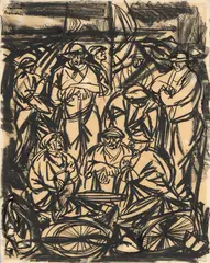Giuseppe Zigaina, Braccianti del Cormor, 1950, Pastello