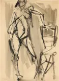 Bruno Cassinari, Due disegni a soggetto «Nudo», mixed media on paper