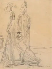 Guerrieri su una spiaggia by Giorgio de Chirico, pencil on paper, offered Jul 2025