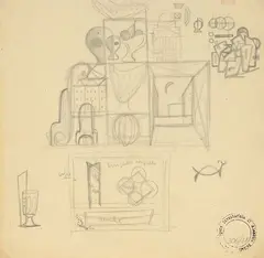 Atanasio Soldati, Foglio di studi, pencil on paper