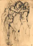 Bruno Cassinari, Tre donne, ink on paper