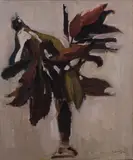 Remo Gordigiani, Foglie in vaso, oil on canvas