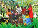 Feraul Fosso, La Interpretation selon Feraul Fosso (Raphael et Jean Jacques Rousseau), 2021, acrylic on canvas