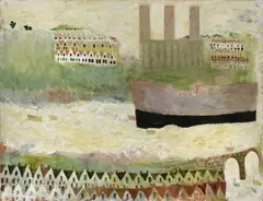 Mary Newcomb, The Estuary, 1966, oil on faesite