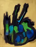 Arman, Senza titolo, 2004, chitarra sezionata and acrylic on canvas tesa on panel