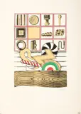 Lucio Del Pezzo, Senza titolo, 1966, lithograph a colori