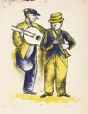 Ottone Rosai, Suonatori, 1951, lithograph a colori
