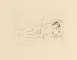 Pierre-Auguste Renoir, Femme nue couchée, torunée à droite, etching