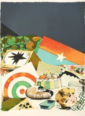 Bruno Caruso, Senza titolo, lithograph a colori