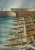 Marcello Scuffi, Il cantiere (Marina di Darsena), 1990, oil on panel