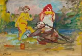 Mino Maccari, Figure, 1952, oil on paper applicata on canvas