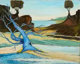 Mario Marzi, Albero blu, portatore di pace, oil on canvas