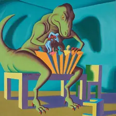 Mark Kostabi, Office Politics, 1992, oil on canvas
