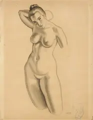 Mario Tozzi, Donna che si lava, 1923, charcoal on paper