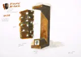 Fabrizio Plessi, Le Cariatidi dei poveri. Progetto video installazione, mixed media on paper