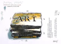 Fabrizio Plessi, Digital Stones - Progetto per videoinstallazione, mixed media on paper