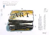 Fabrizio Plessi, Digital Stones - Progetto per videoinstallazione, mixed media on paper