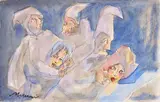 Mino Maccari, Pulcinella, 1977, watercolour on paper