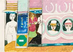 La Boutique di via Quattro Fontane («Vivien») by Franco Gentilini, 1977, watercolour on paper, offered May 2025