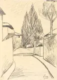 Ottone Rosai, Via San Leonardo, charcoal on paper