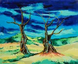 Roberto Venturoni, Alberi nel paesaggio, oil on canvas