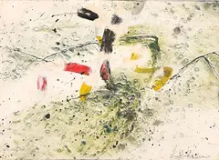 Ibrahim Kodra, Composizione, 1962, mixed media on card