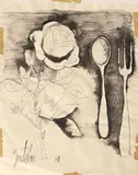 Franco Gentilini, Natura morta, 1961, inchiostro acquerellato on paper