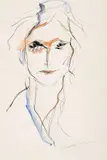 Ernesto Treccani, Viso di donna, ink and watercolour on paper