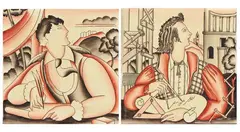 Due piastrelle per Richard Ginori - San Cristoforo by Gio Ponti, Ceramica smaltata, offered May 2025