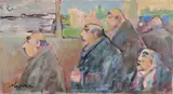 Mino Maccari, Critici alla mostra, oil on canvas