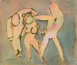 Mino Maccari, I protettori, 1978, oil on compensato